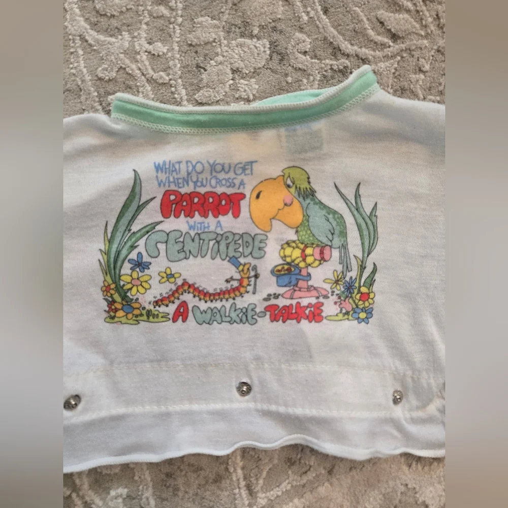 Vintage 1980s-1990s JC Penney Funny Graphic Long Sleeve Shirt Mint Green
